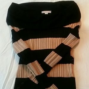 It's Our Time Black & Gold Lurex Cowl Sweater XS